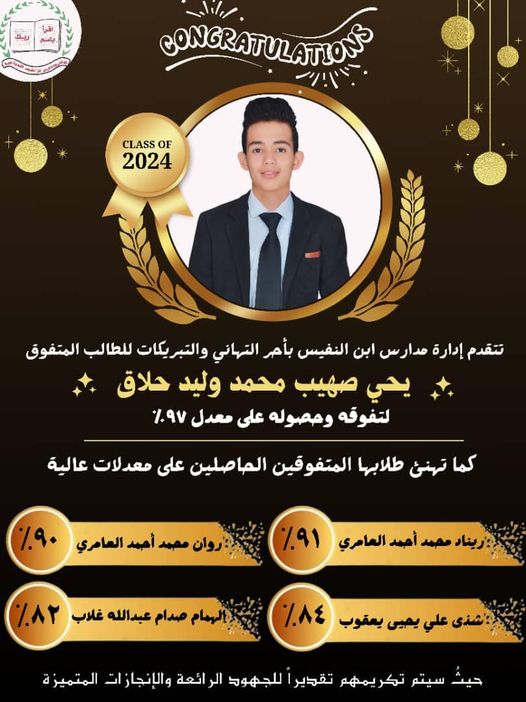 مبروك لطلابنا الاوائل